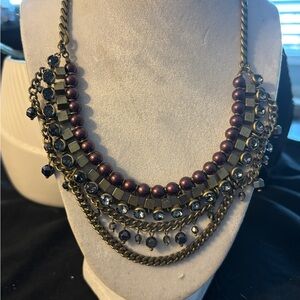 Silpada K&R Multi-Strand Statement Necklace | Plum Pearl & Cryst